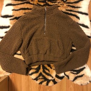 Teddy Crop Half Zip Pullover